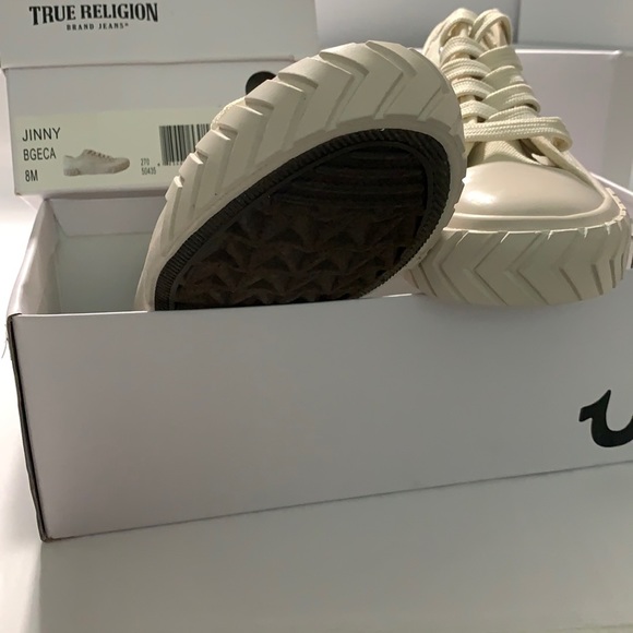 🆕TRUE RELIGION Jinny Beige Canvas Lace Up Sneakers - Picture 12 of 14